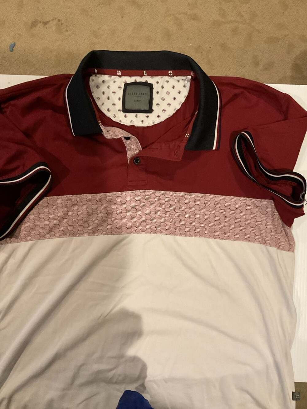 Ashen Jones London Men's Colorblock Hexagon Pattern Polo Shirt